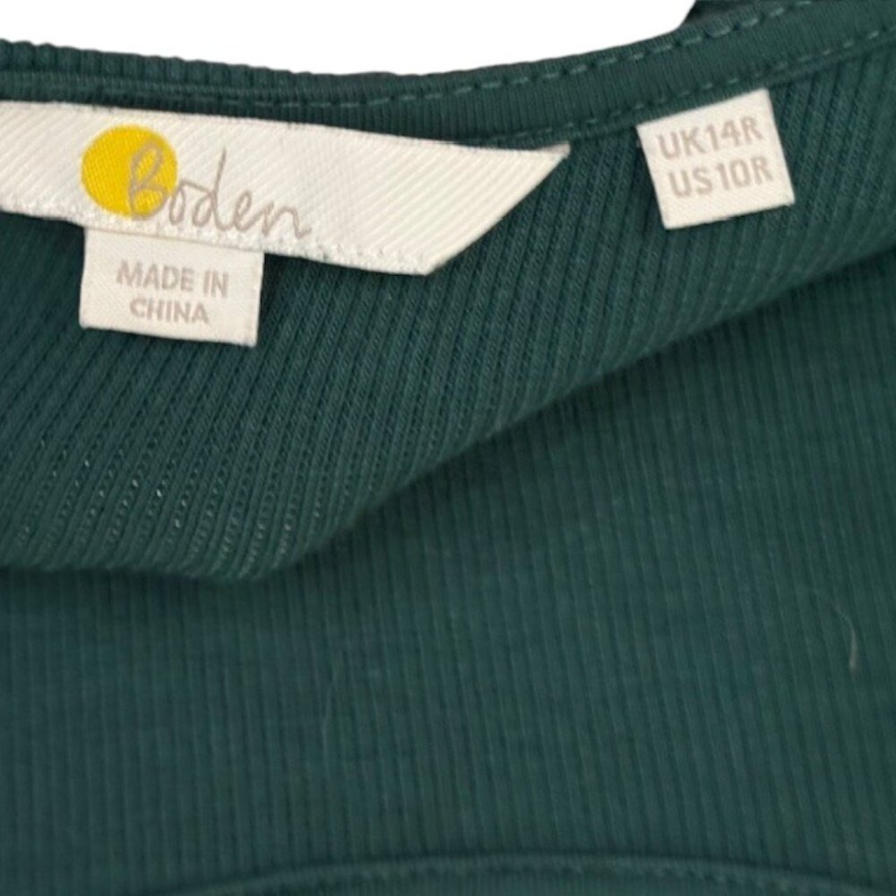 Boden Short Sleeved Cut Out Rib Jersey Midi Dress - Emerald Night - 10R - Picture 10 of 10